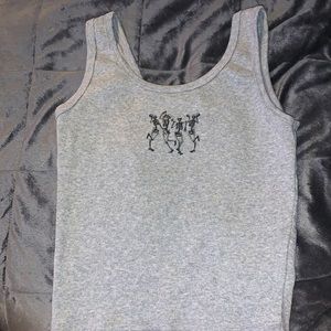 Obsessive love gray tank top with skeletons